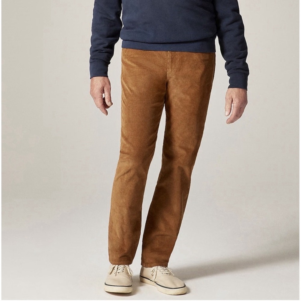 J Crew Jeans 770 Straight Corduroy Pants 36x34 Brown Rust Brown Stretch Preppy